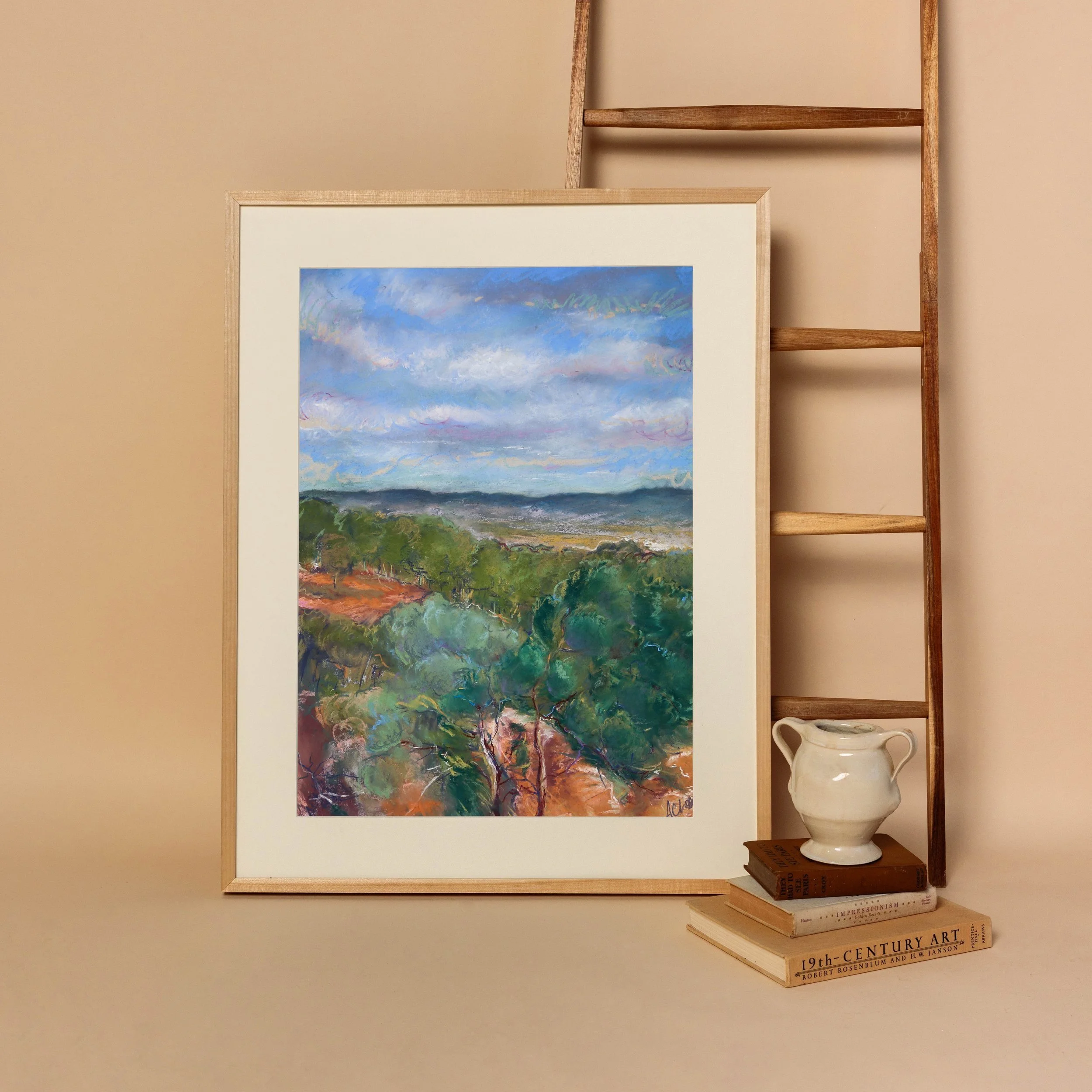 Roussillon Pastel Painting – Provence Landscape Art Print, Framed